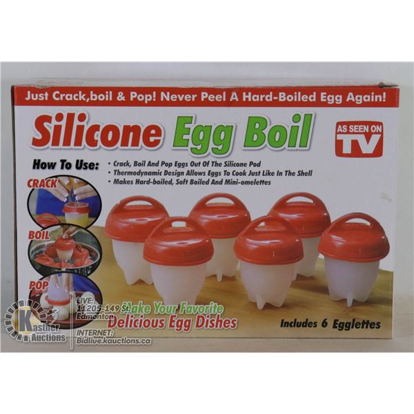 NEW SILICONE EGG BOIL 6PC SET