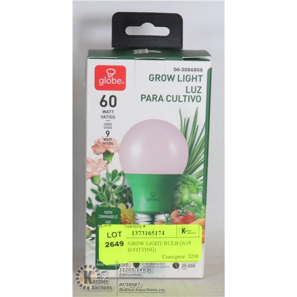 NEW LED GROW LIGHT BULB (A19 STANDARD FITTING)