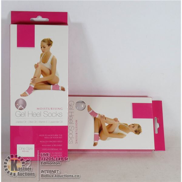 TWO NEW PAIRS OF MOISTURIZING GEL HEEL SOCKS