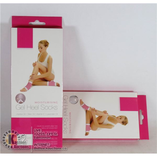 TWO NEW PAIRS OF MOISTURIZING GEL HEEL SOCKS