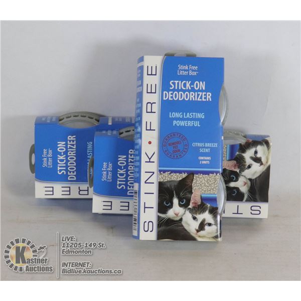 THREE NEW 2 PACKS OF STICK ON DEODORIZER FOR