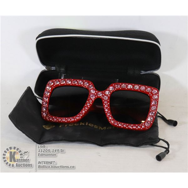 NEW RHINESTONE SUNGLASSES WITH CASE