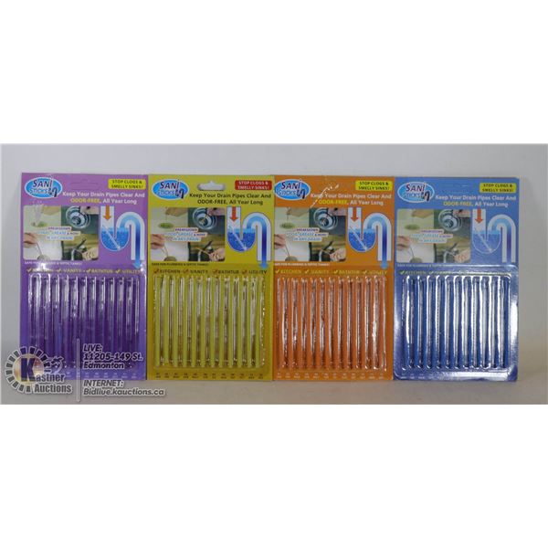LOT OF 4 SANISTICKS DRAIN CLEANERS