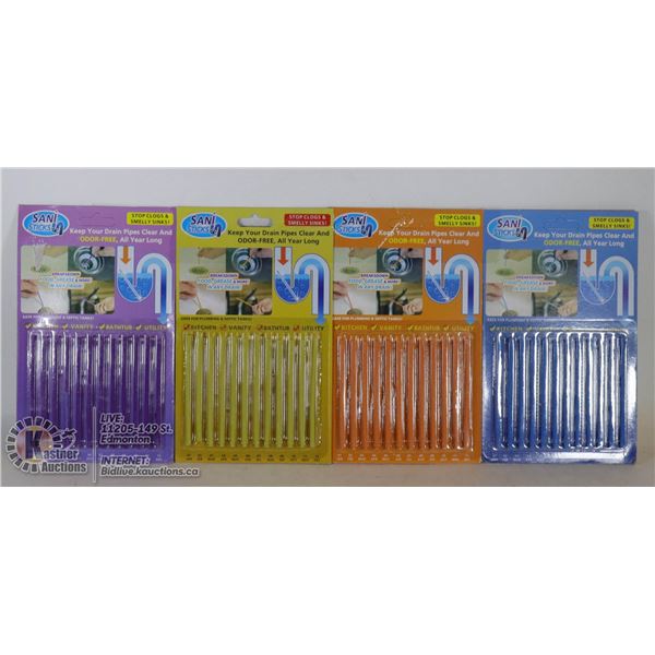LOT OF 4 SANISTICKS DRAIN CLEANERS