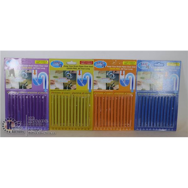 LOT OF 4 SANISTICKS DRAIN CLEANERS