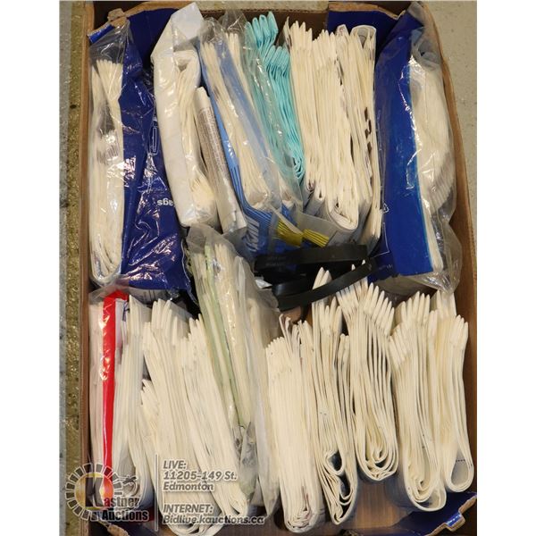 LARGE FLAT FULL OF NEW VACUUM BAGS AND BELTS