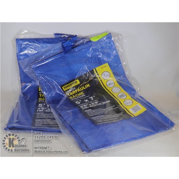 LOT OF 2 NEW 5FT X 7FT TARPS