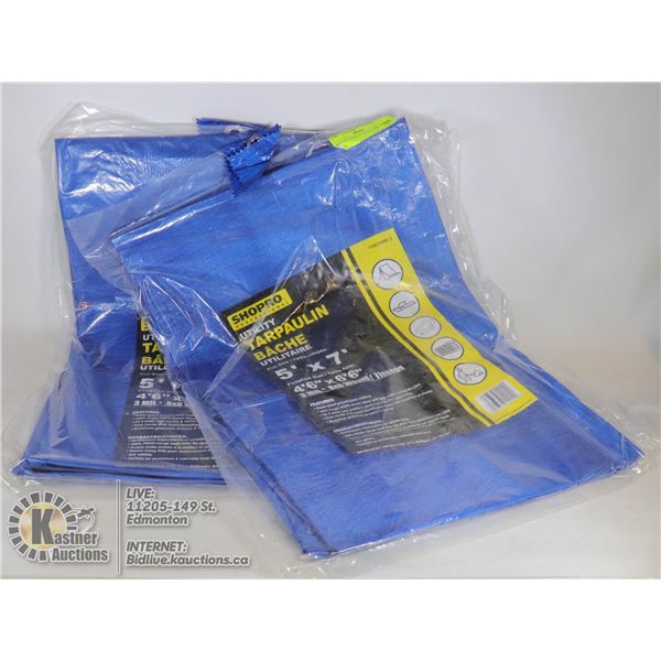LOT OF 2 NEW 5FT X 7FT TARPS