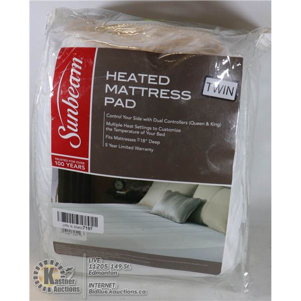 SUNBEAM HEATED MATTRESS PAD SIZE TWIN