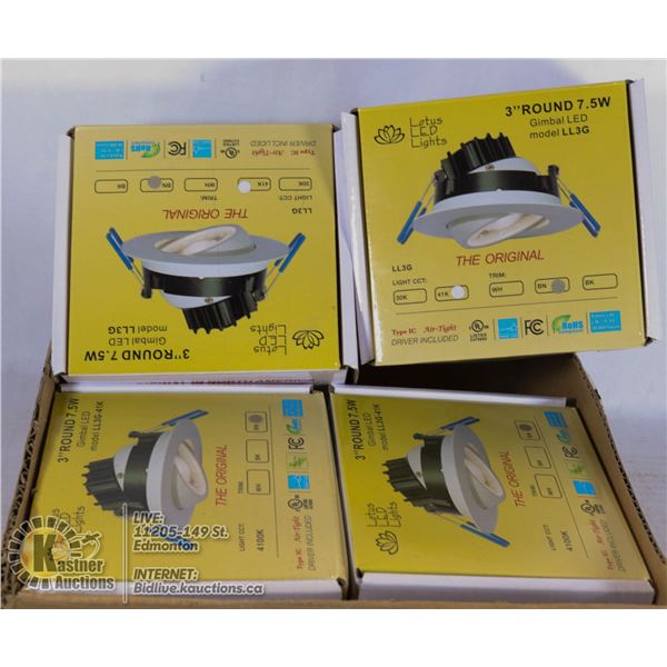 4 - PACK – 3" LED GIMBAL POT LIGHTS (NEW) – 7.5 W