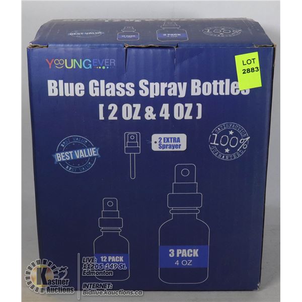 15 PACK OF BLUE GLASS SPRAY BOTTLES