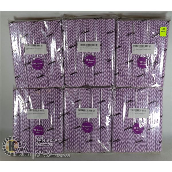 LOT OF 6 100PACKS OF PAPER DRINKING STRAWS