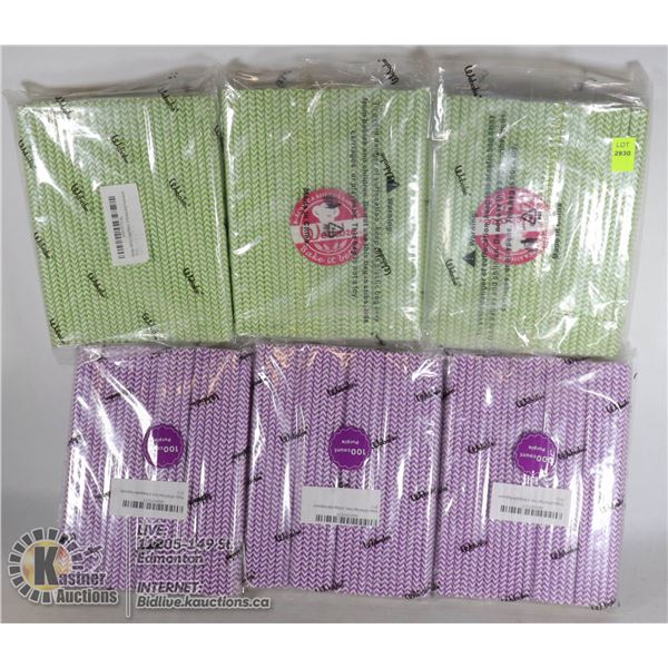 LOT OF 6 100PACKS OF PAPER DRINKING STRAWS