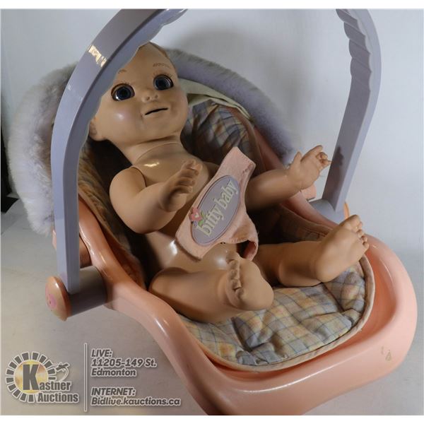 DOLL CAR SEAT WITH LUVABELLA ANIMATED DOLL WORKING