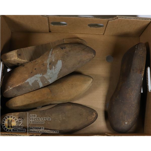 5 ANTIQUE SOLID WOOD SHOE MAKERS FORMS