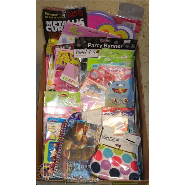 BOX FULL OF NEW KIDS PARTY ITEMS INCL. INVITATION