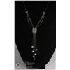 Image 1 : COSTUME JEWELRY BLACK CHAIN AND BLACK GLASS