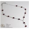 Image 1 : COSTUME JEWELRY RED COLORED STONES ON SILVER CHAIN