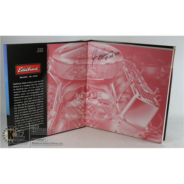 EDELBROCK MADE IN USA 324 PG BOOK AUTOGRAPHED (NEW