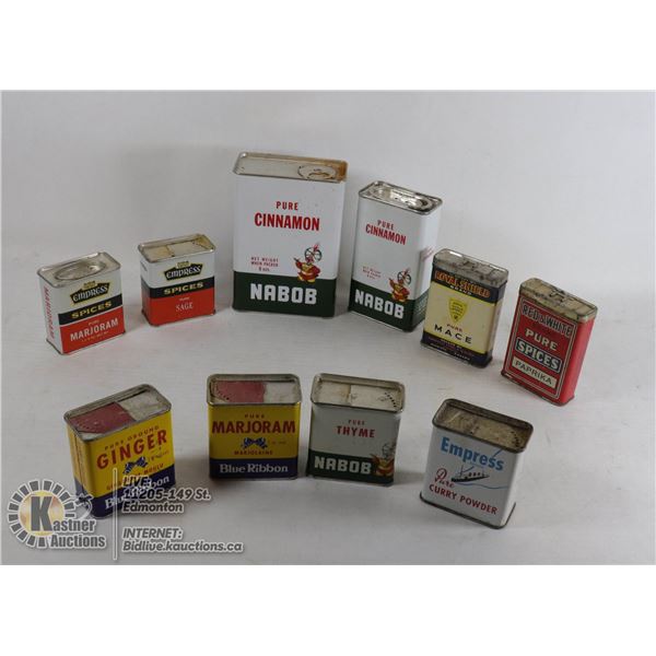 VINTAGE TINS BLUE RIBBON, NABOB, RED AND WHITE, EM