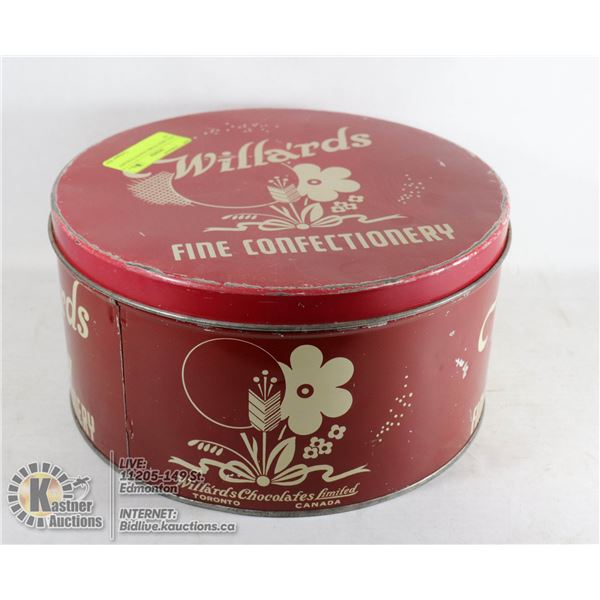 WILLARDS STORE CONFECTIONARY TIN