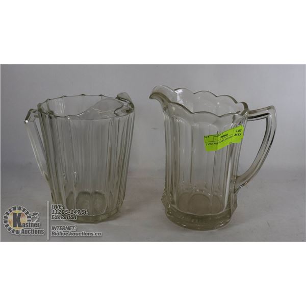 2 VINTAGE GLASS PITCHERS