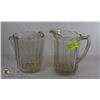 Image 1 : 2 VINTAGE GLASS PITCHERS