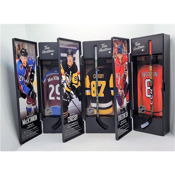 17)  LOT OF 3 MINI NHL SUPERSTAR HOCKEY STICKS