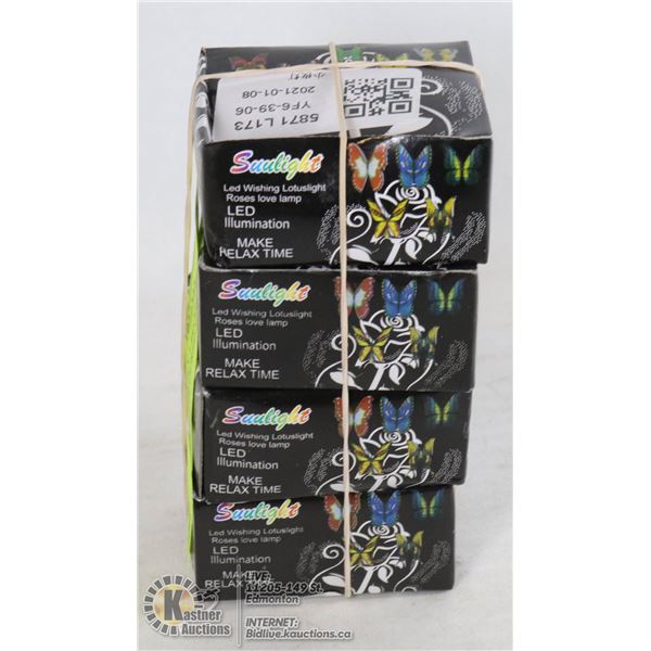 4 BUTTERFLY LED NIGHTLIGHTS MULTI COLOURED SUCTION