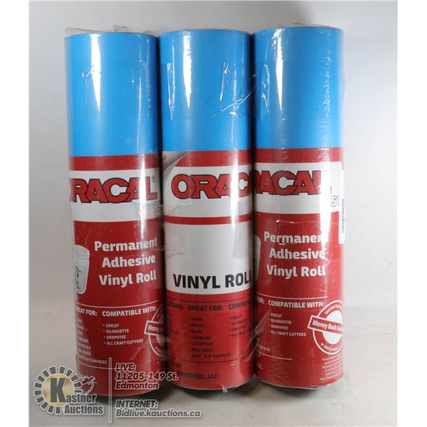 LOT OF 3 ROLLS ORACLE 651 ADHESIVE VINYL