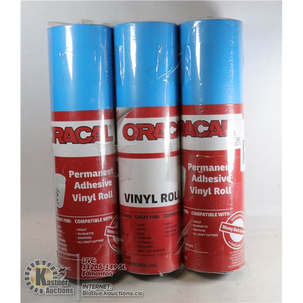 LOT OF 3 ROLLS ORACLE 651 ADHESIVE VINYL
