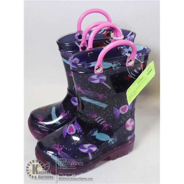 PAIR CHILDRENS "LIT UP" RUBBER BOOTS SZ 5