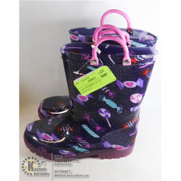PAIR CHILDRENS "LIT UP" RUBBER BOOTS SZ 10