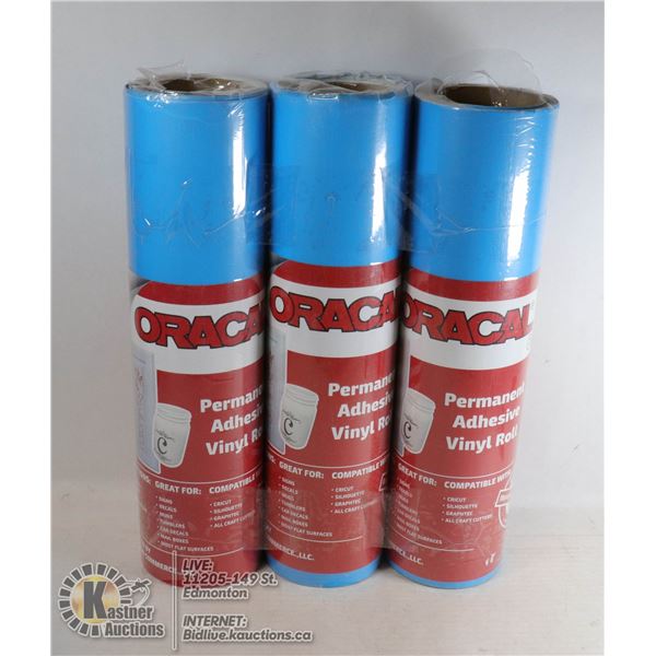 LOT OF 3 ROLLS OF ORACLE 651 ADHESIVE VINYL