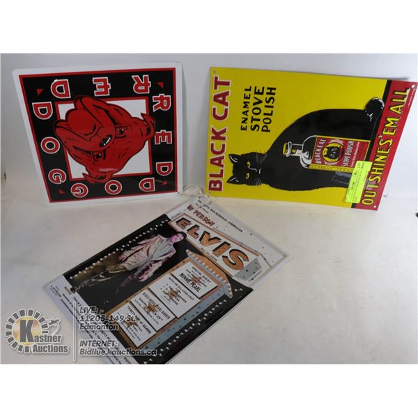 ELVIS RED DOG BLACK CAT METAL SIGNS