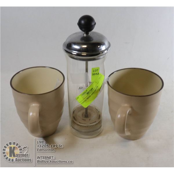 COFFEE PRESS AND MUGS