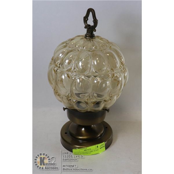 VINTAGE CEILING LAMP  GLASS SHADE DIAMETER 6.5"