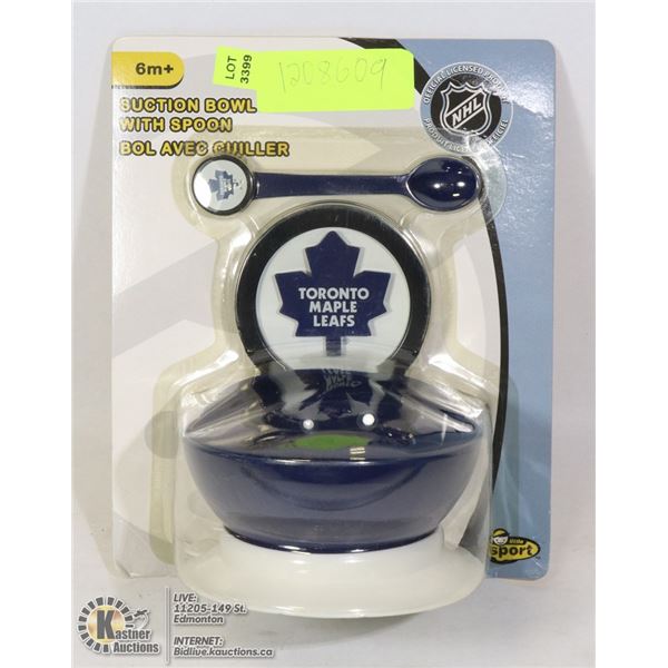 TORONTO MAPLE LEAFS SUCTION BOWL WITH SPOON