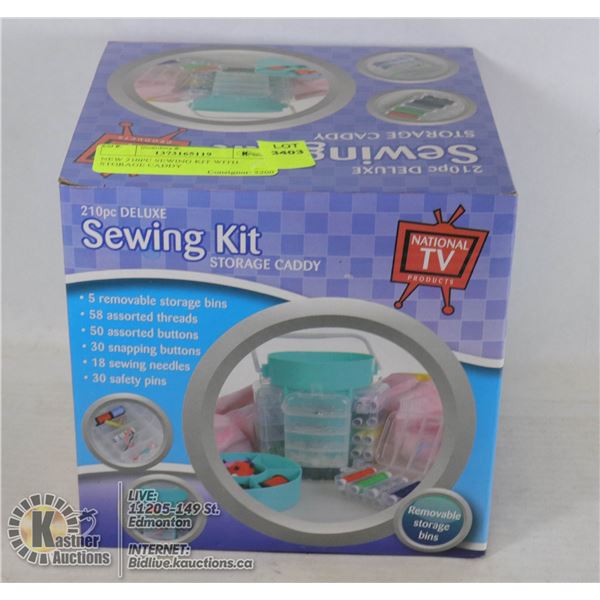 NEW 210PC SEWING KIT WITH STORAGE CADDY