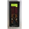 Image 1 : LEATHER MEN`S SUSPENDERS DARK RED IN PACKAGE