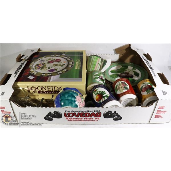 BOX OF MUGS AND PLATES