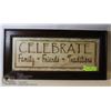 Image 1 : FRAMED PICTURE CELEBRATE FAMILY FRIENDS TRADITIONS
