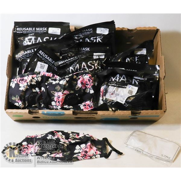 FLAT OF 3 PACK REUSABLE FACEMASKS