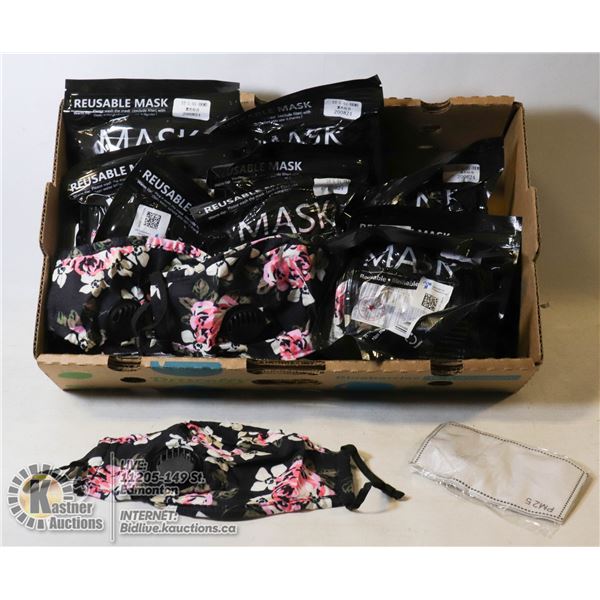 FLAT OF 3 PACK REUSABLE FACEMASKS