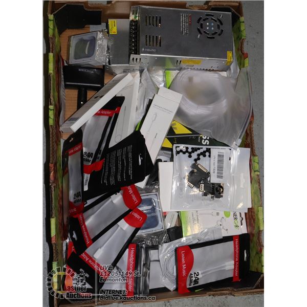 LARGE FLAT OF VARIOUS CABLES, ADAPTERS AND MORE