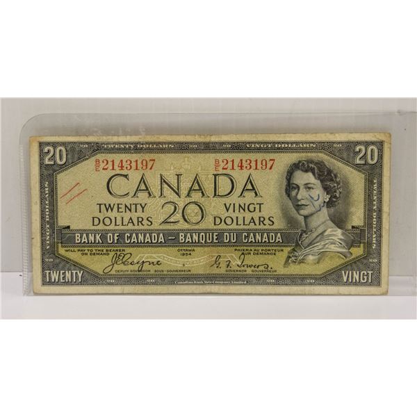 1954 CANADIAN $20 DEVILS FACE NOTE