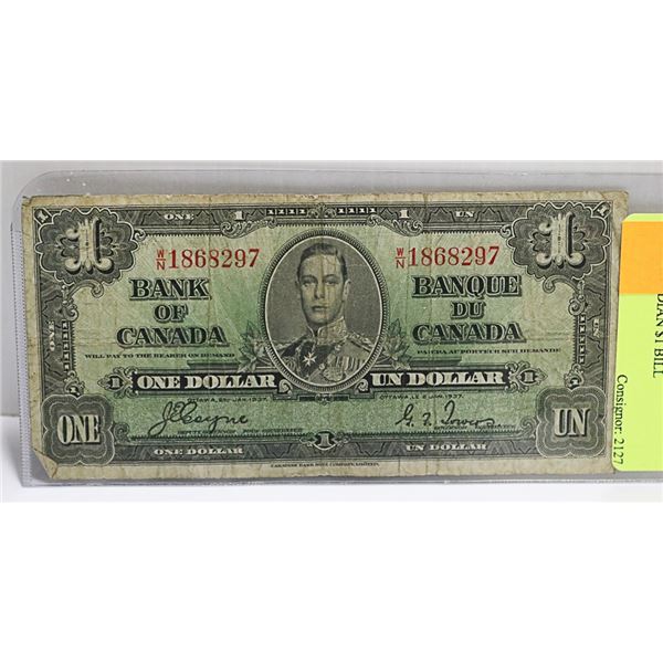 1937 CANADIAN $1 BILL