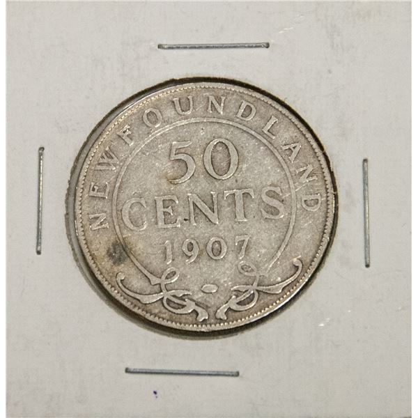 1907 NEWFOUNDLAND SILVER 50 CENT COIN