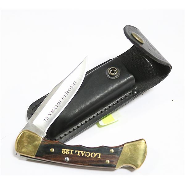 BUCK 110 HUNTING KNIFE W/ CASE. MADE IN USA.