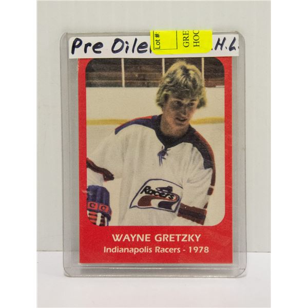 GRETZKY PRE OILERS RACERS HOCKEY CARD # 1 WHA